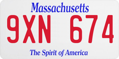 MA license plate 9XN674