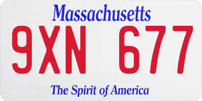 MA license plate 9XN677