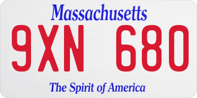 MA license plate 9XN680