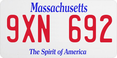MA license plate 9XN692