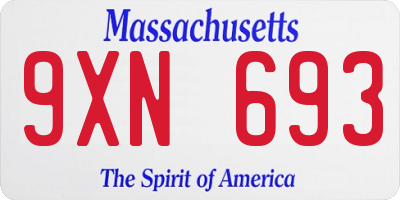 MA license plate 9XN693