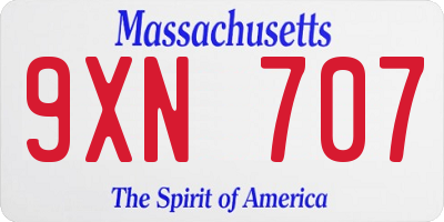 MA license plate 9XN707