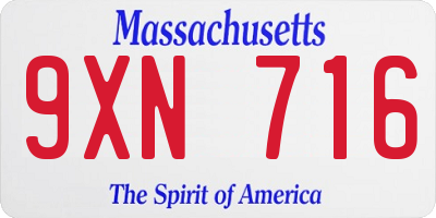 MA license plate 9XN716
