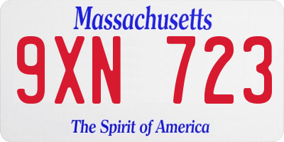 MA license plate 9XN723