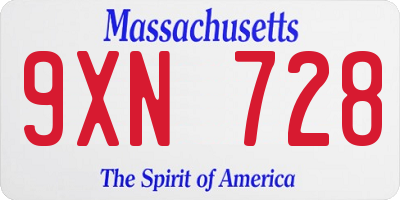 MA license plate 9XN728