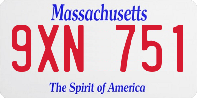 MA license plate 9XN751