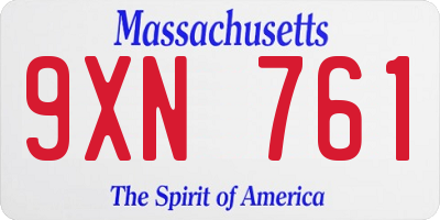 MA license plate 9XN761