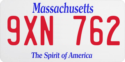 MA license plate 9XN762