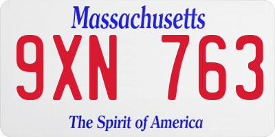MA license plate 9XN763