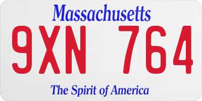 MA license plate 9XN764