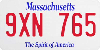 MA license plate 9XN765