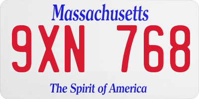 MA license plate 9XN768