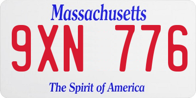 MA license plate 9XN776