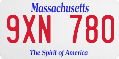 MA license plate 9XN780