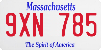 MA license plate 9XN785