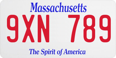 MA license plate 9XN789
