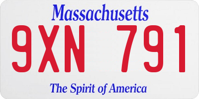 MA license plate 9XN791