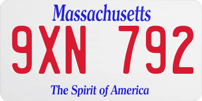MA license plate 9XN792