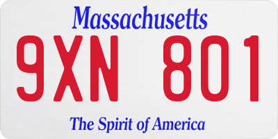 MA license plate 9XN801