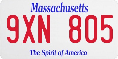 MA license plate 9XN805