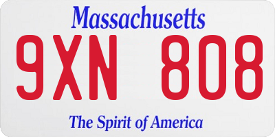 MA license plate 9XN808