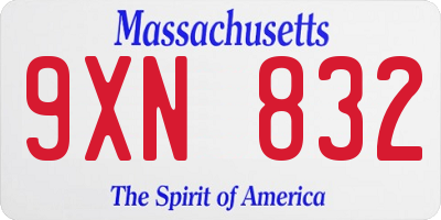 MA license plate 9XN832