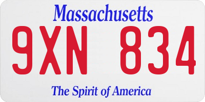 MA license plate 9XN834