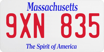 MA license plate 9XN835