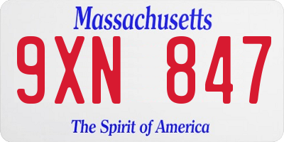 MA license plate 9XN847