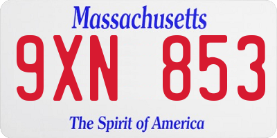 MA license plate 9XN853