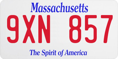MA license plate 9XN857