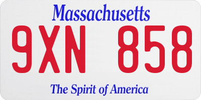 MA license plate 9XN858