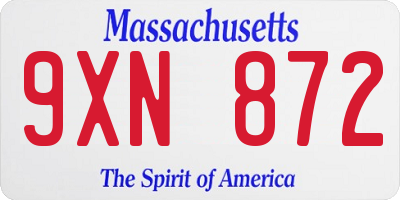 MA license plate 9XN872