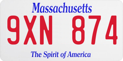 MA license plate 9XN874