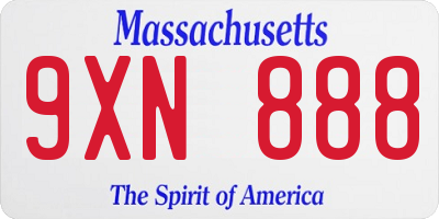 MA license plate 9XN888