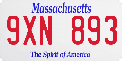 MA license plate 9XN893