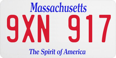 MA license plate 9XN917