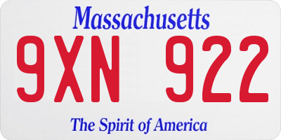 MA license plate 9XN922