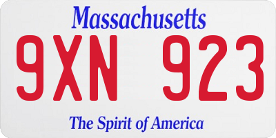 MA license plate 9XN923