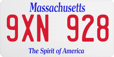 MA license plate 9XN928