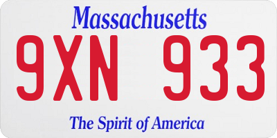 MA license plate 9XN933