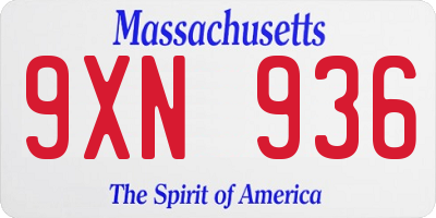 MA license plate 9XN936