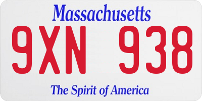 MA license plate 9XN938