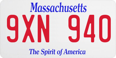 MA license plate 9XN940