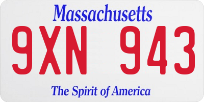 MA license plate 9XN943