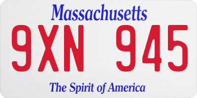 MA license plate 9XN945