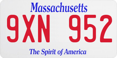 MA license plate 9XN952