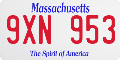 MA license plate 9XN953