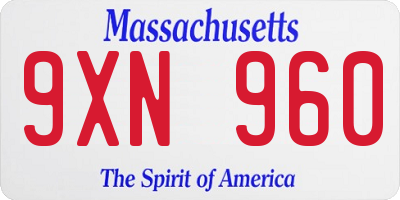 MA license plate 9XN960