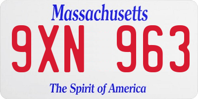 MA license plate 9XN963